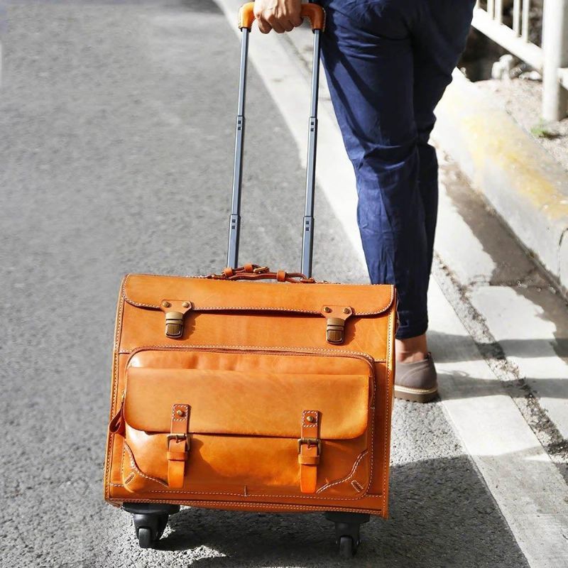 20 Hüvelykes Vintage Bőr Hordható Bőröndök