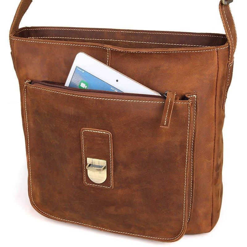 Bőr Messenger Crossbody Bag Vintage