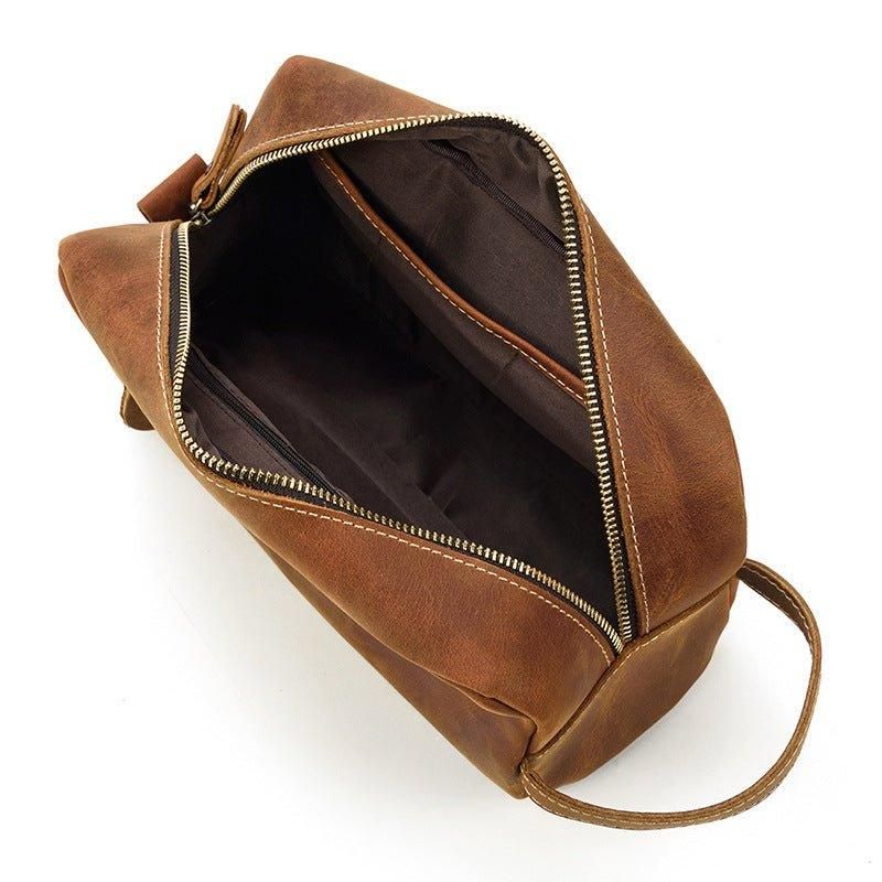 Bőr Piperetáska Dopp Kit Borotválkozó Tok