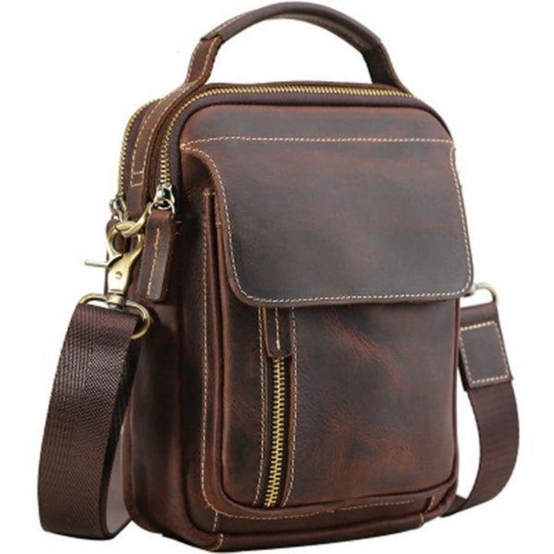 Crossbody Messenger Bag Férfi Bőr Kicsi