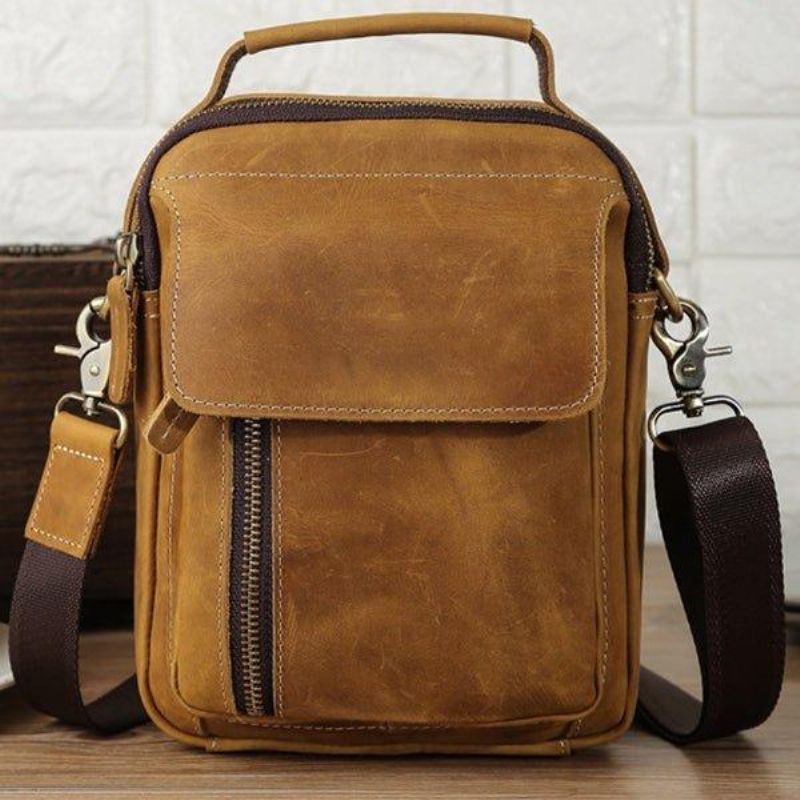 Crossbody Messenger Bag Férfi Bőr Kicsi