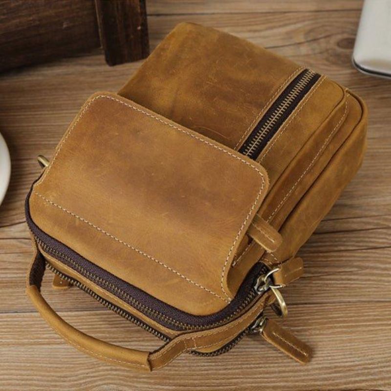 Crossbody Messenger Bag Férfi Bőr Kicsi