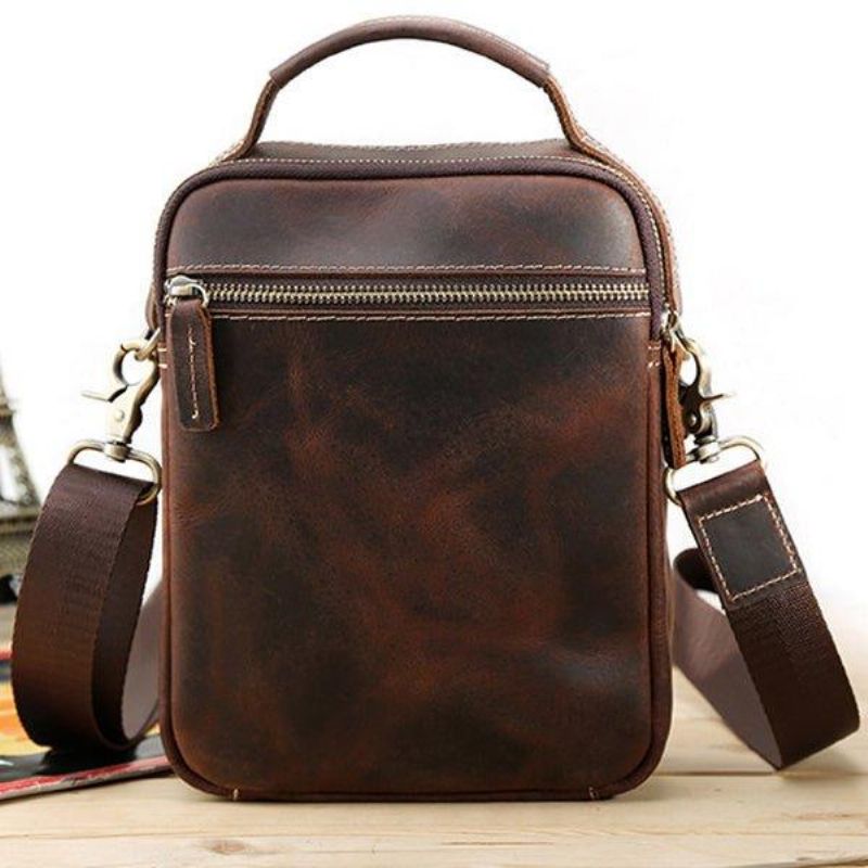 Crossbody Messenger Bag Férfi Bőr Kicsi