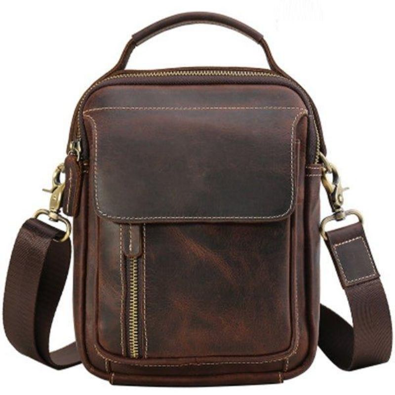 Crossbody Messenger Bag Férfi Bőr Kicsi