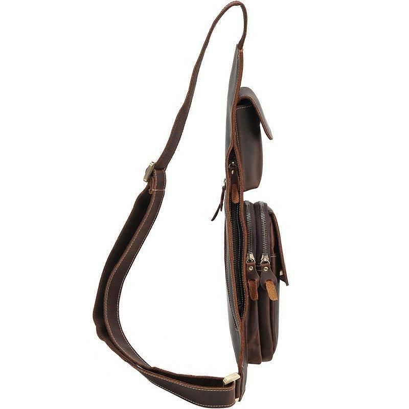 Crossbody Sling Bag Férfi Crazy Horse Bőr