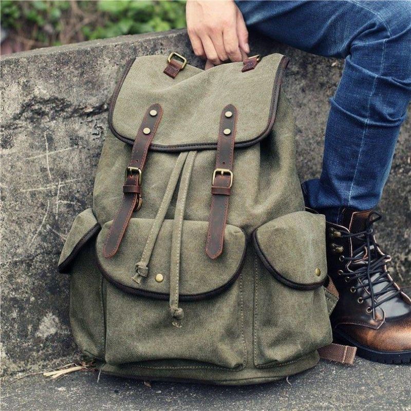 Férfi Alkalmi Vászon Hátizsák Vintage Camping Daypack