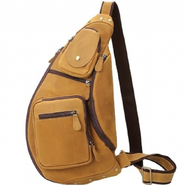 Férfi Bőr Crossbody Sling Bag Vintage