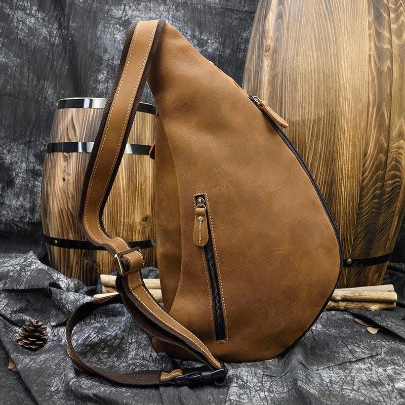 Férfi Bőr Crossbody Sling Bag Vintage