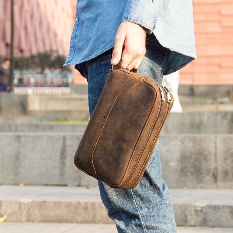 Férfi Bőr Dopp Kit Táska