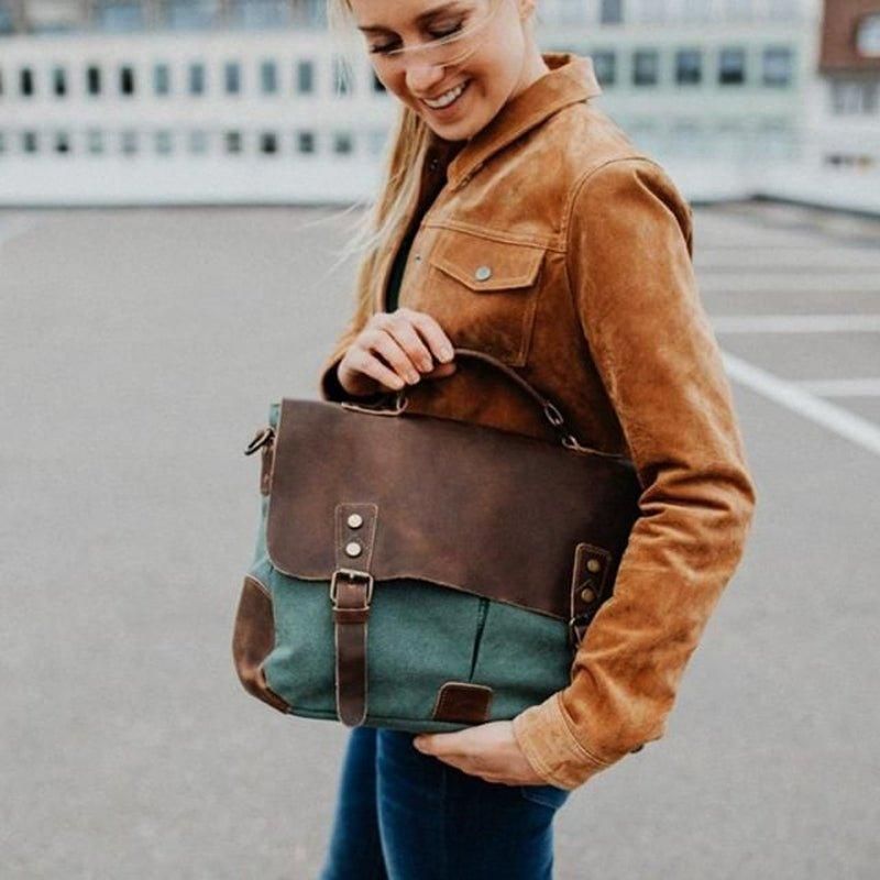 Messenger Bag Satchel Vintage Canvas Leather