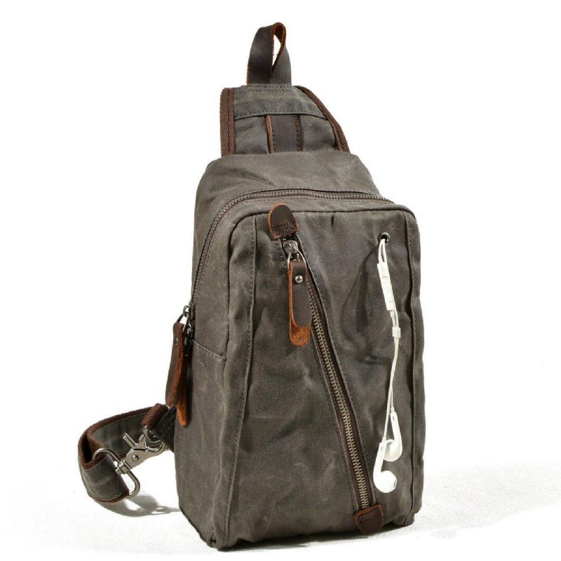 Sling Backpack Férfi Viaszos Vászon Crossbody Táska