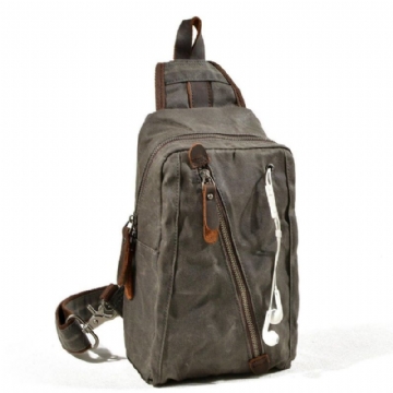 Sling Backpack Férfi Viaszos Vászon Crossbody Táska