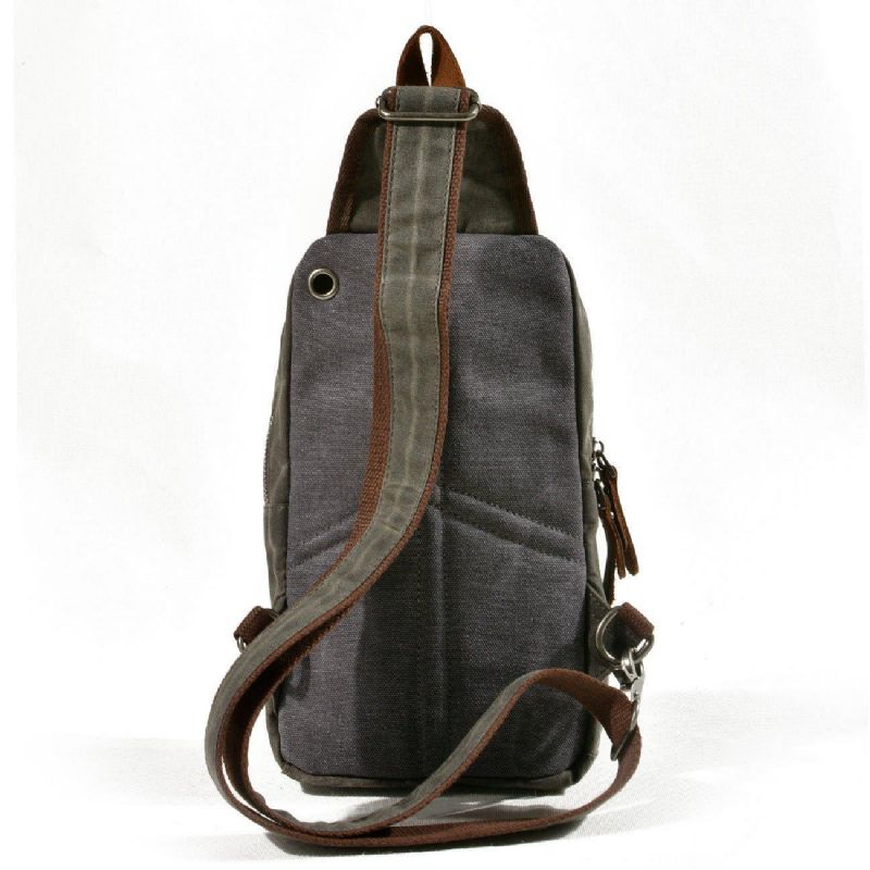 Sling Backpack Férfi Viaszos Vászon Crossbody Táska