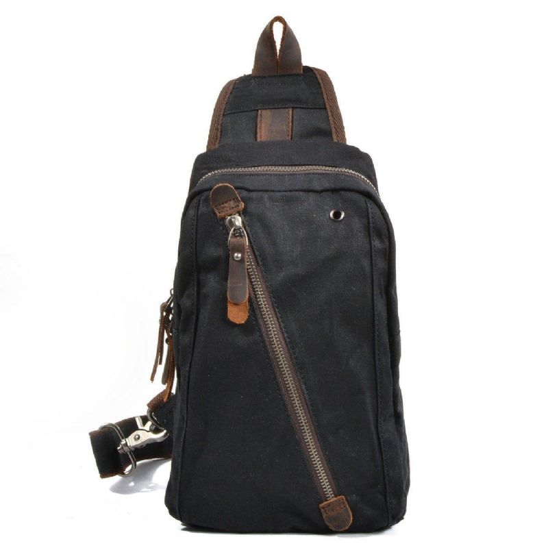 Sling Backpack Férfi Viaszos Vászon Crossbody Táska