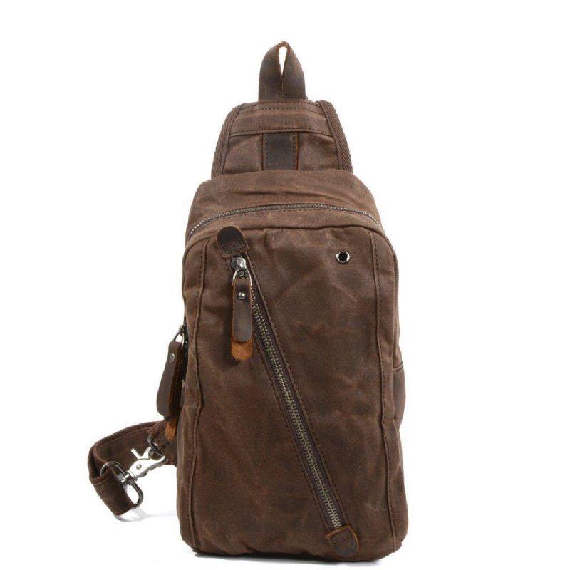 Sling Backpack Férfi Viaszos Vászon Crossbody Táska