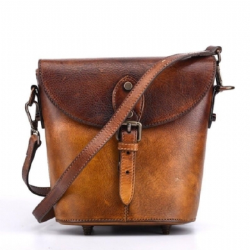 Vintage Bőr Mini Vödör Crossbody Táska Nőknek