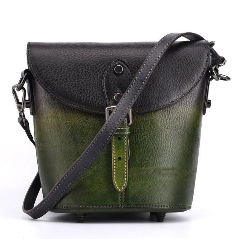 Vintage Bőr Mini Vödör Crossbody Táska Nőknek