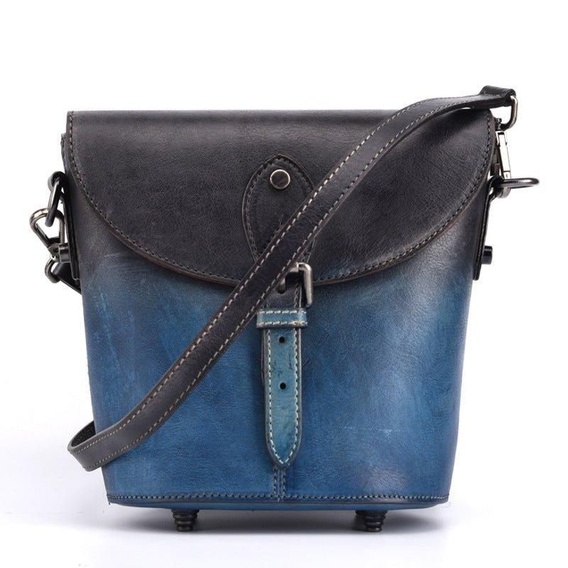 Vintage Bőr Mini Vödör Crossbody Táska Nőknek