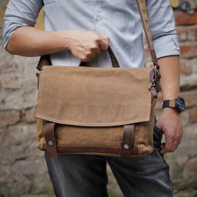 Vintage Messenger Bag Vászon Crossbody Férfiaknak